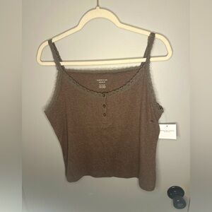 ⭐️ NWT American Eagle Brown Tank Top with Lace Detail Size XXL